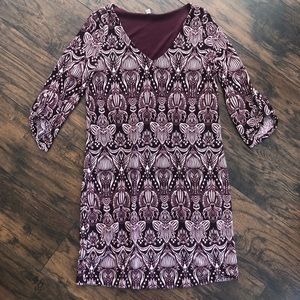 Pink Blush - Maroon Patterned Dress - Size M